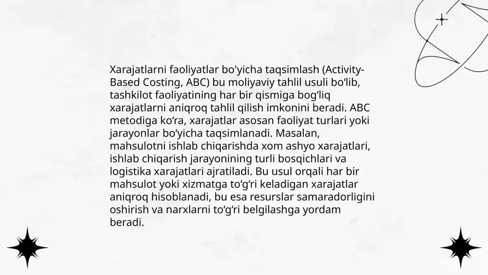 Faoliyatga asoslangan xarajatlarni hisoblash 4