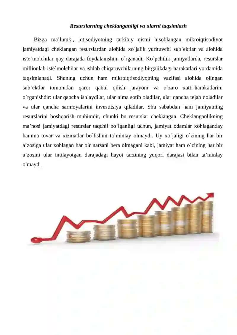 "BOZOR MUNOSABATLARI SHAROITIDA CHEKLANGAN RESURSLARNI TAQSIMLASH" 4
