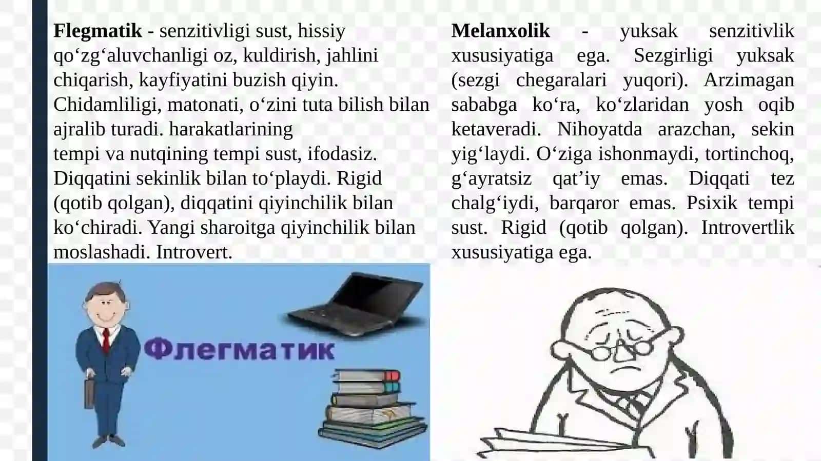 TEMPERAMENT. XARAKTER. QOBILIYAT 4