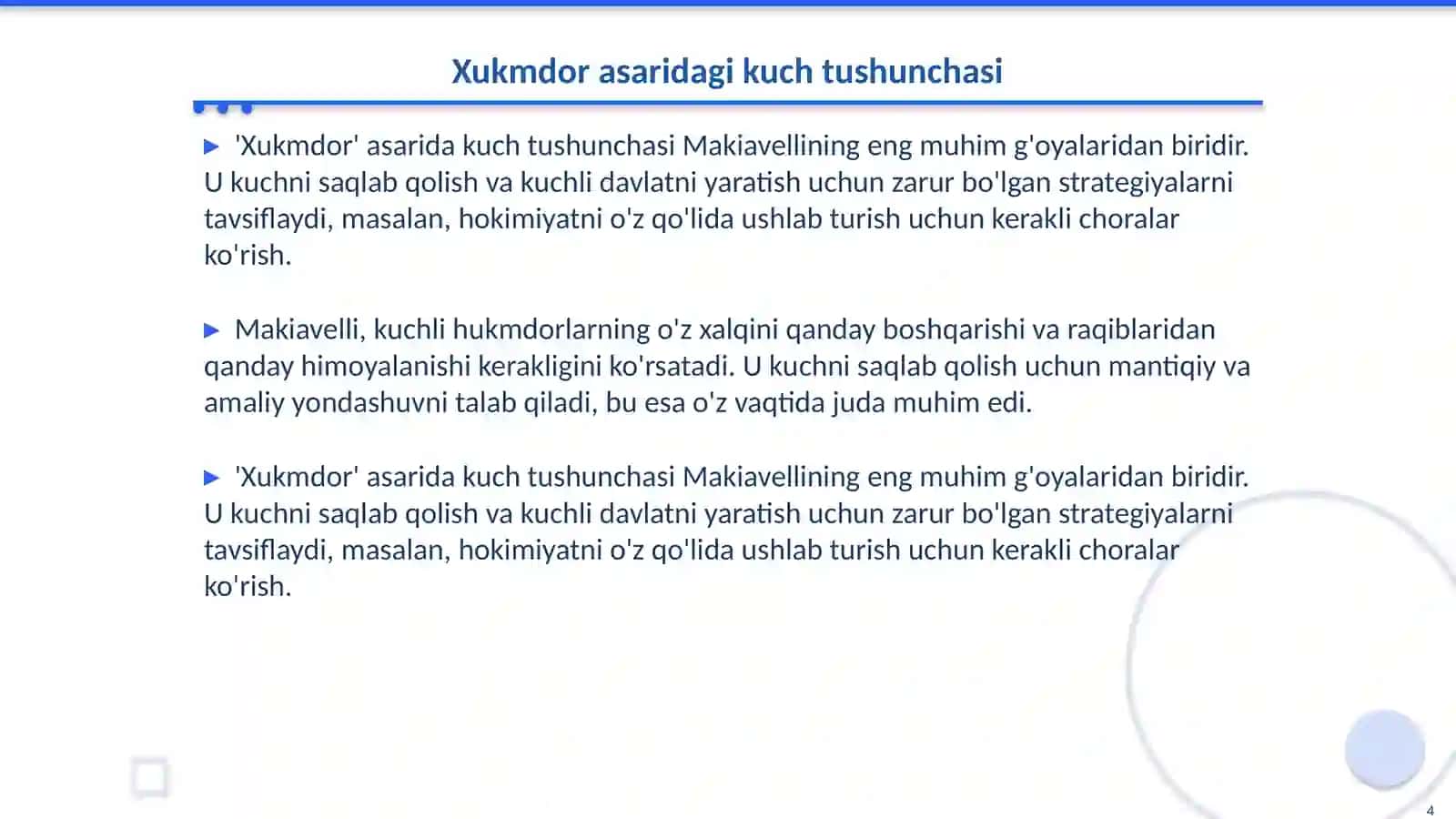 Makiavellining "Xukmdor" asari 4