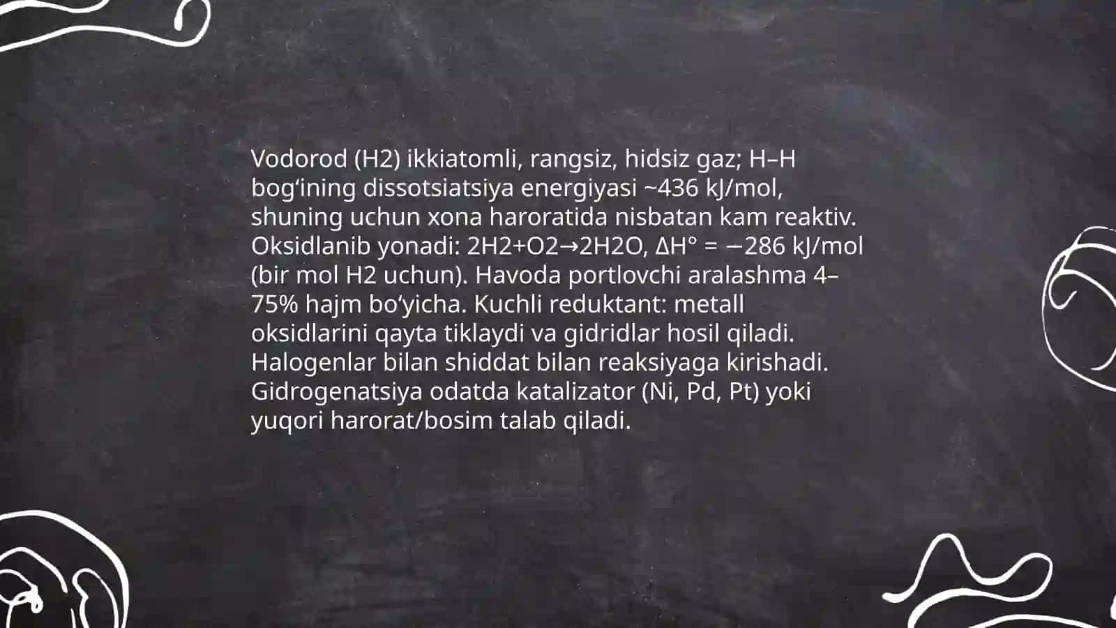 Vodorodning xossalari va ishlatilishi 4