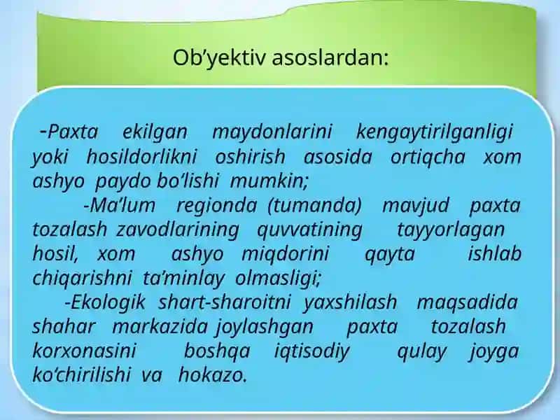 Paxtato‘qimachilik klaster korxonasining ishlab chiqarish dasturi 4