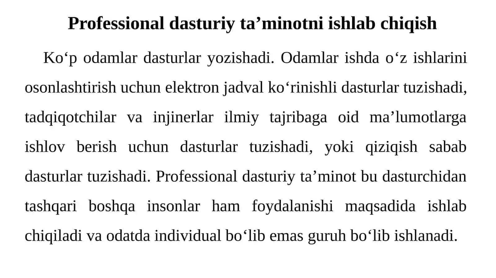 Dasturiy injiniringa kirish 4