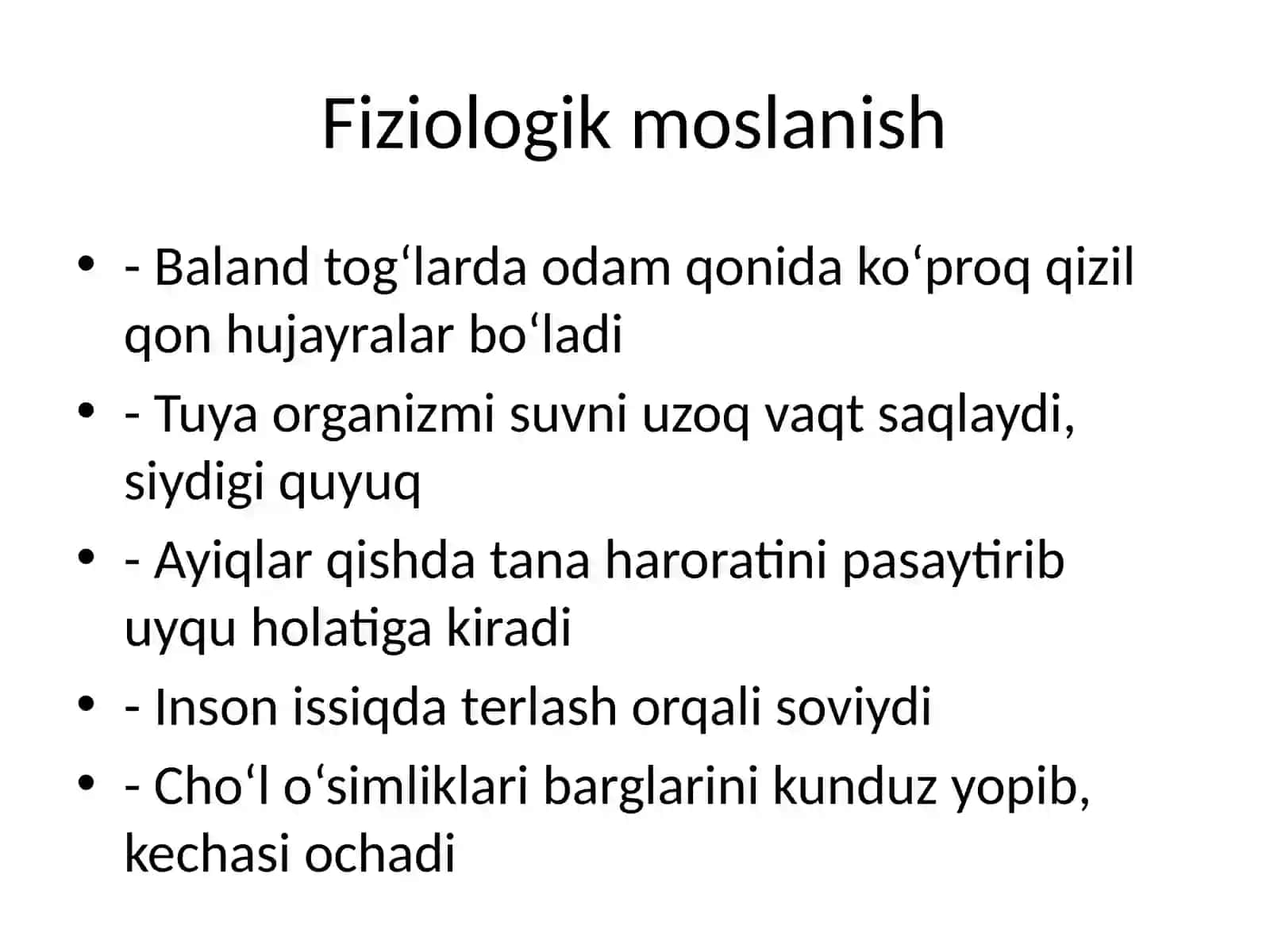 Yashash muhitiga moslanish 4