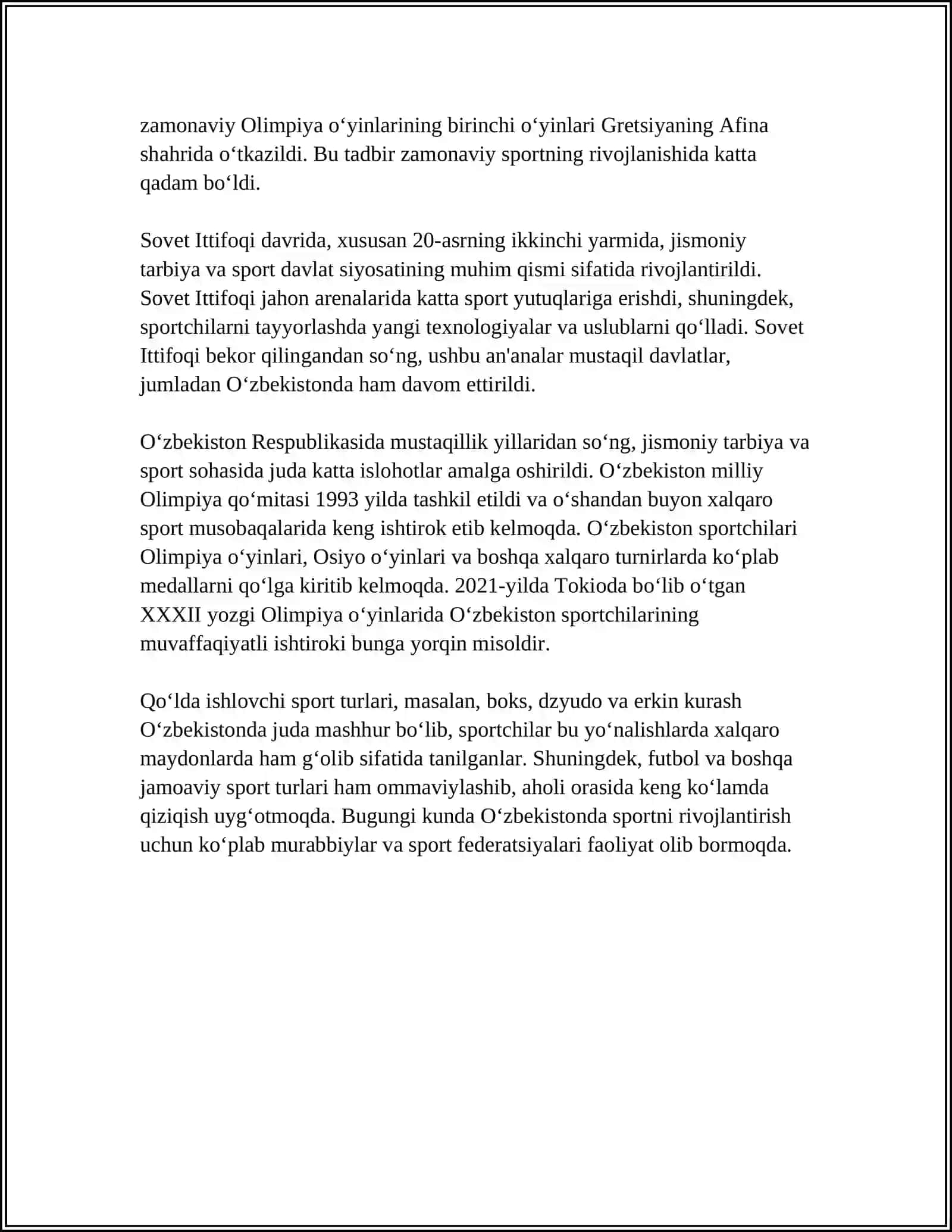 ÕZBEKISTONGA JISMONIY TARBIYA VA SIPORTNI BOAHQARISHNING ZAMONAVIY TIZIMI 4