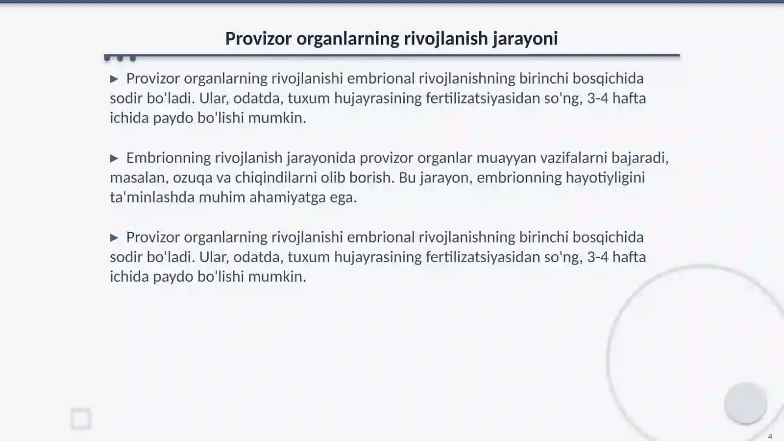 Provizor organlarning hosil boʻlishi 4