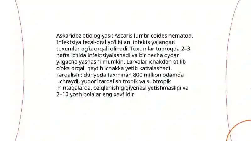 Gelmintozlar askaridoz enterobioz exinolollozlar 4