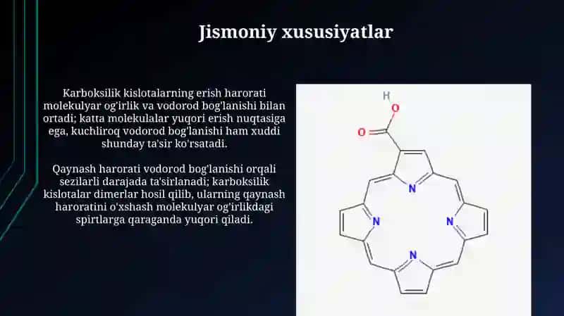 Karboksil kislotalari xossalari va ishlatilishi 4