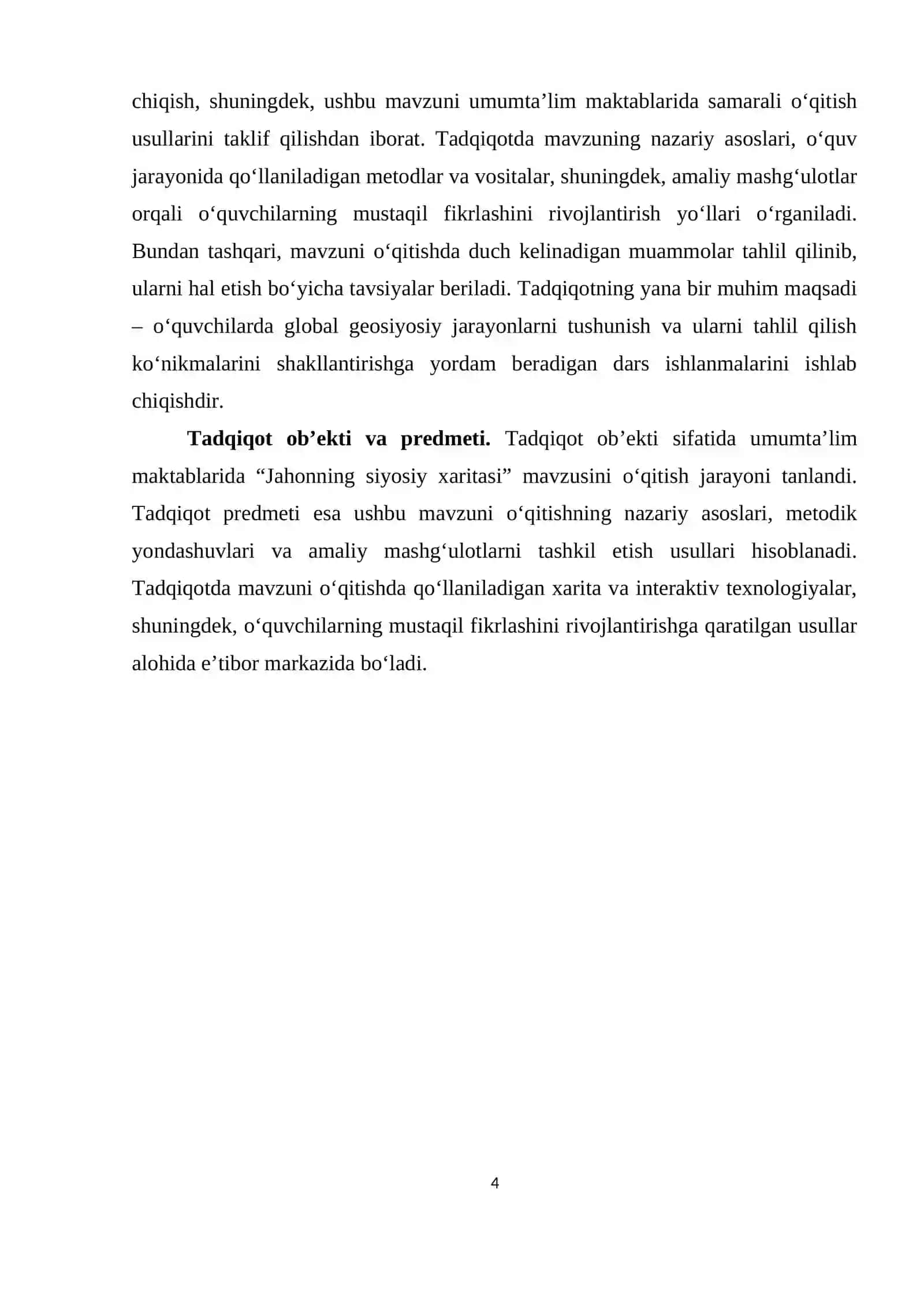 Geografiya va Tabiiy fan o’itish metodikasi 4