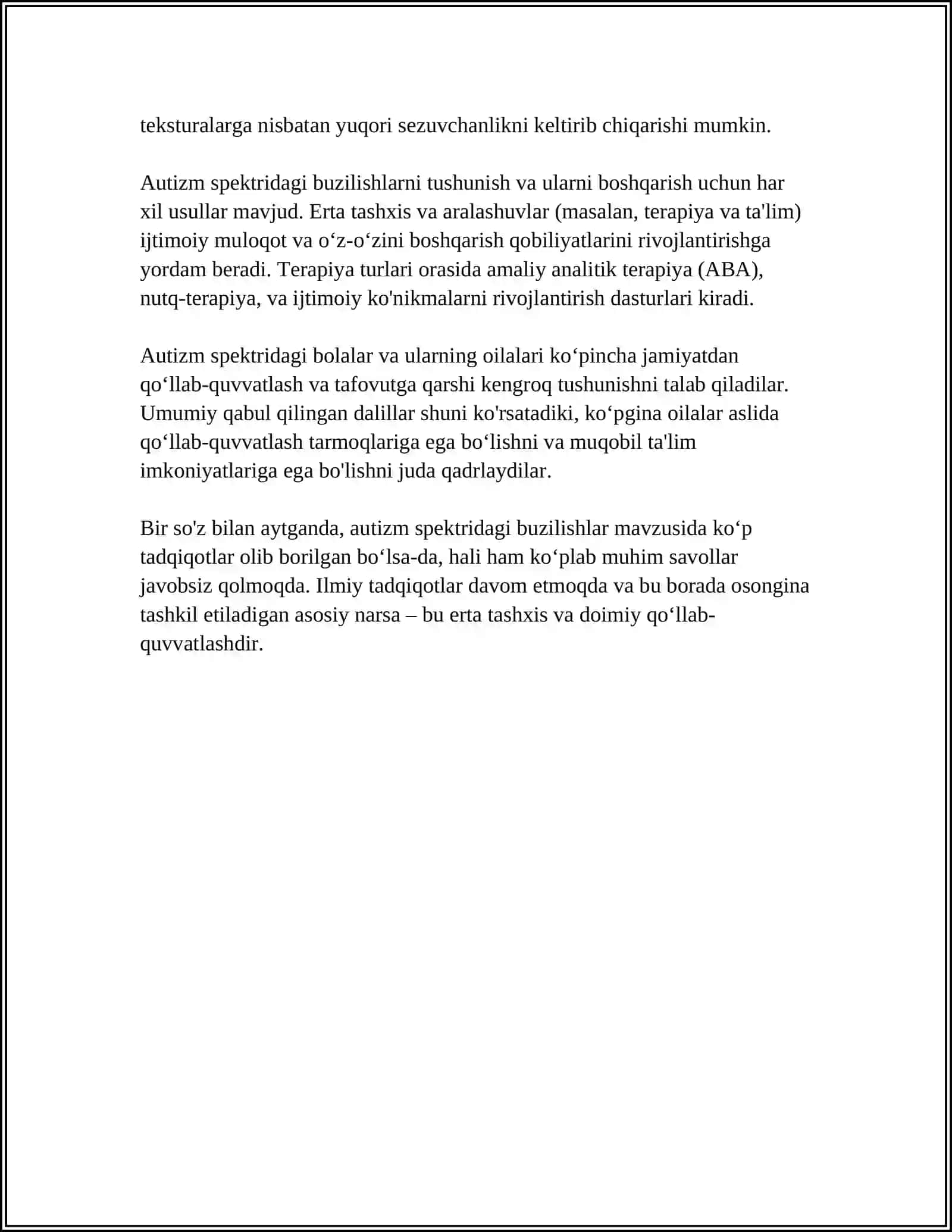 About AUTIZM SINDROMLI BOLALAR BILAN ISHLASH 4