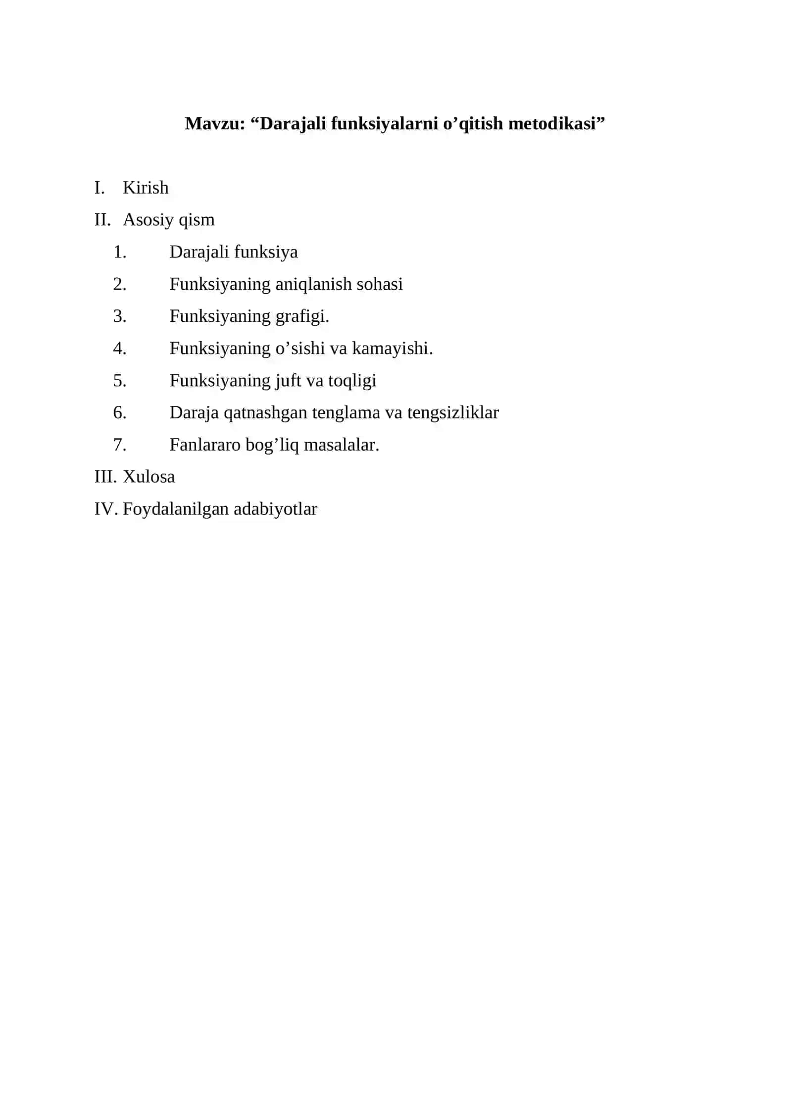 Matematika "Darajali funksiya" mavzularini o'tish metodikasi 4