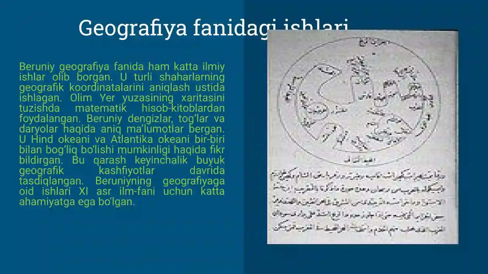 Abu Rayhon Beruniyning jahon ilm-faniga qo‘shgan hissasi 4