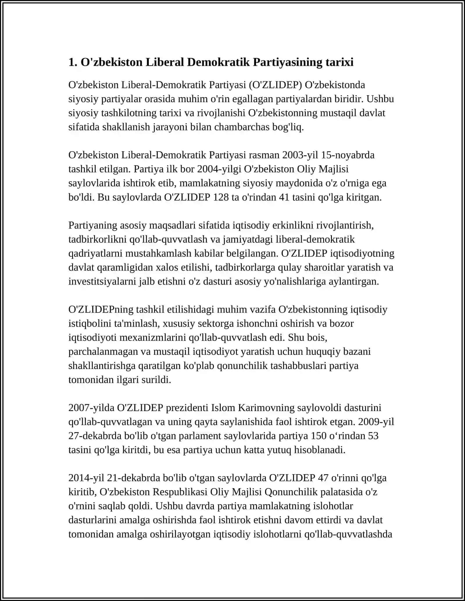O'zbekiston Liberal-Demokratik Partiyasi Tarixi 4