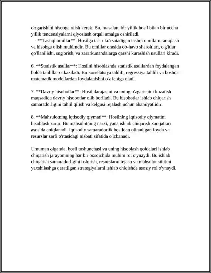 HOSILANI HISOBLASH QOIDALARI 4