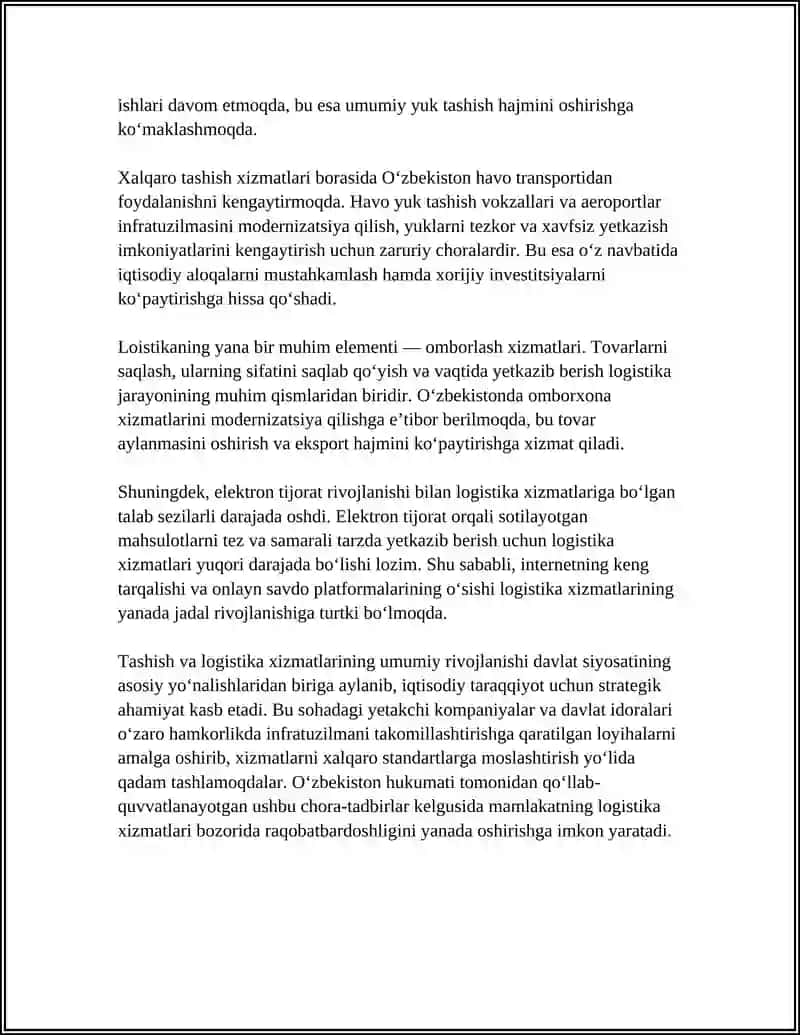 Tashish va logistika xizmatlari 4