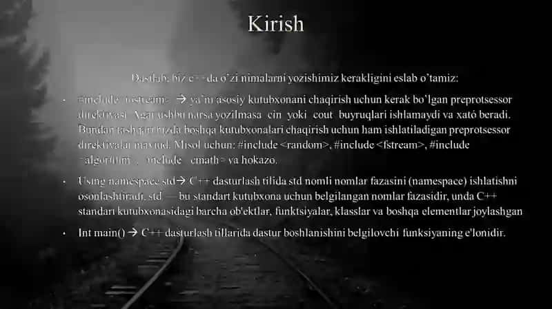 C++ DA KIRITISH VA CHIQARISH  OPERATORLARI 4