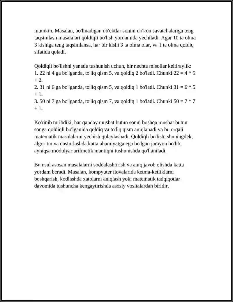 Qoldiqli bolish 4