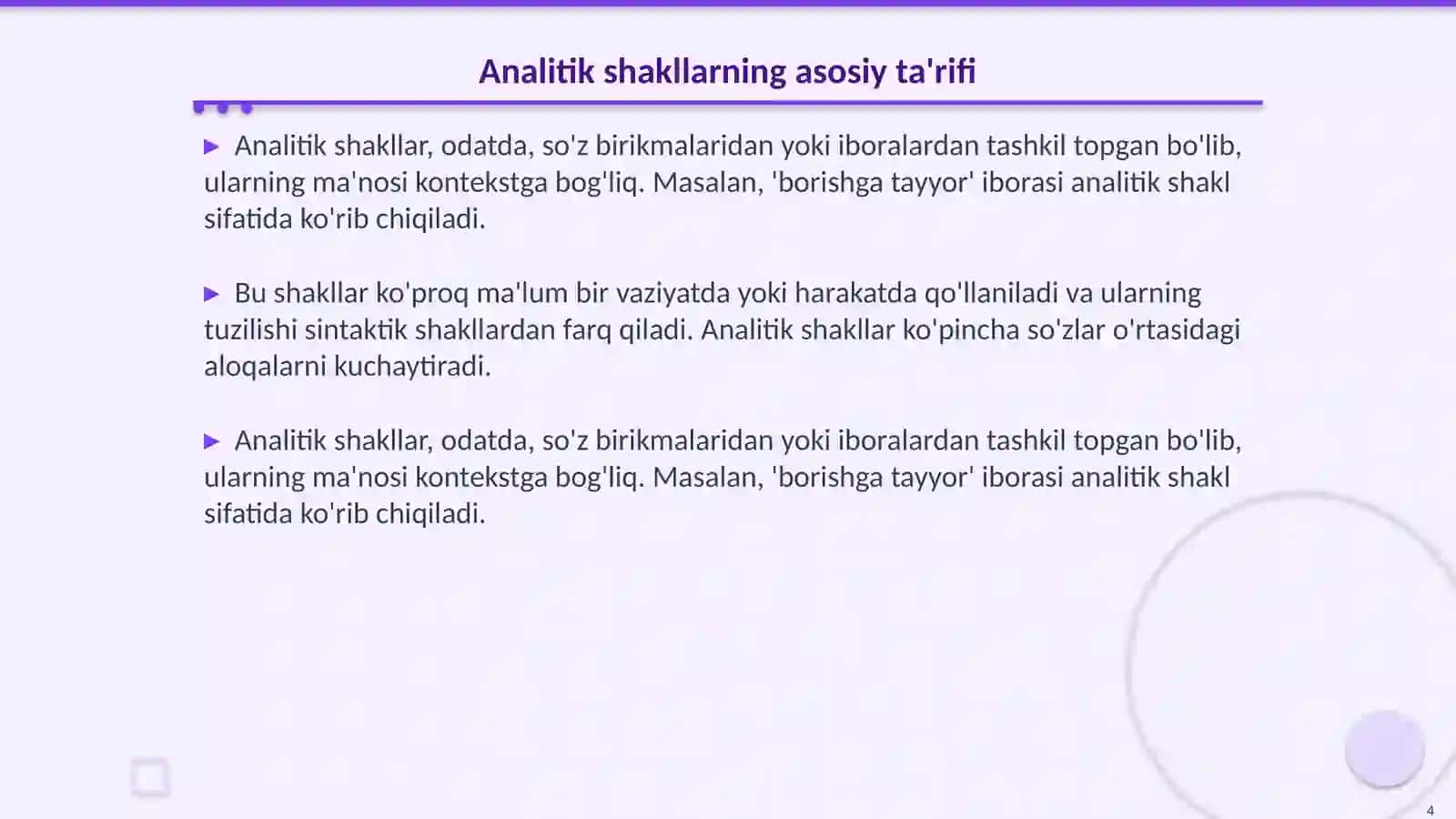 Sintatik va analitik shakllar 4