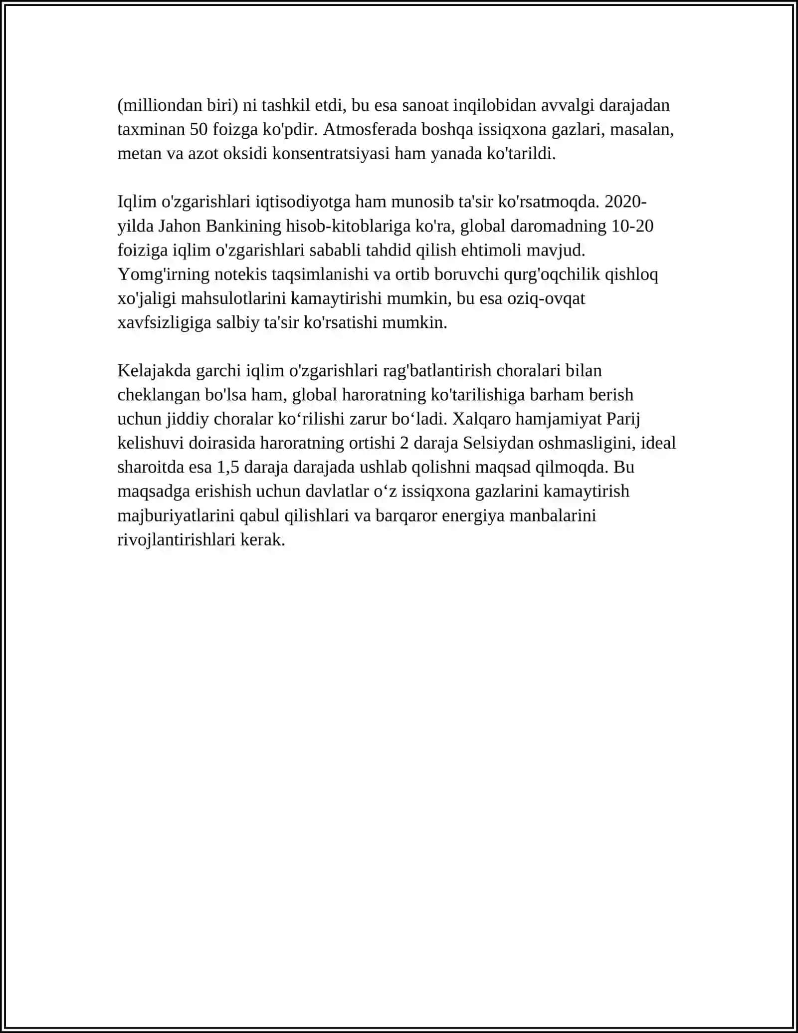 GLOBAL IQLIM O‘ZGARISHINING OQIBATLARI 4