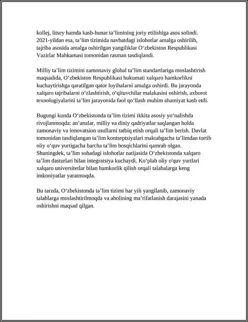 OʻZBEKISTONDA TAʼLIM TIZIMI VA UNING RIVOJLANISHI 4