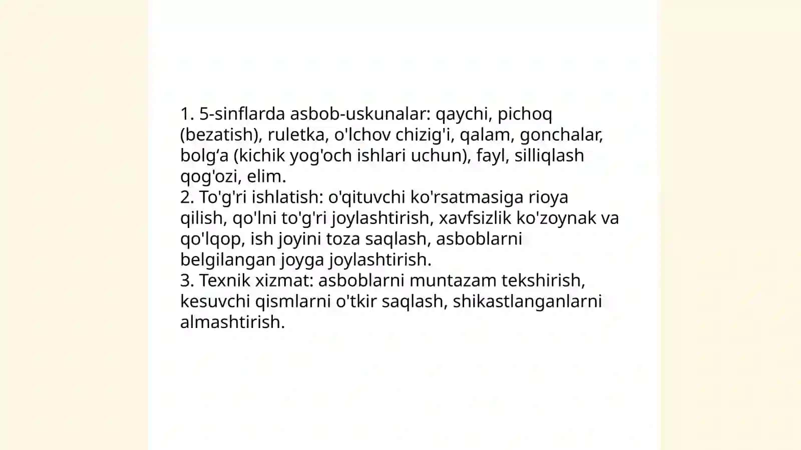 Texnologiya fanining mazmuni 4