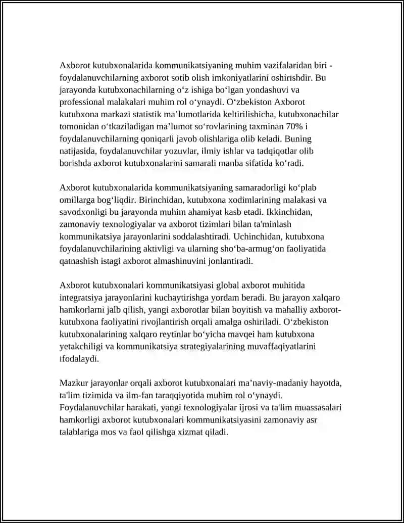 AXBOROT KUTUBXONA FAOLIYATINI BOSHQARISHDA KOMMUNIKATSIYA VA USLUBIY ISHLARNI TASHKIL ETISH 4