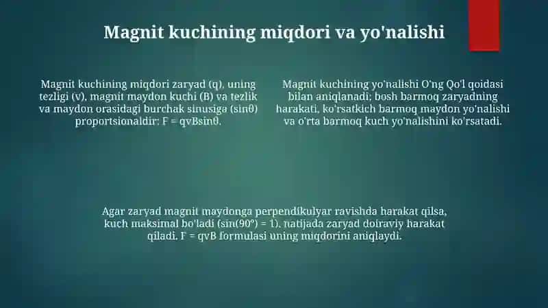 Magnit maydonning zaryadga ta’siri 4