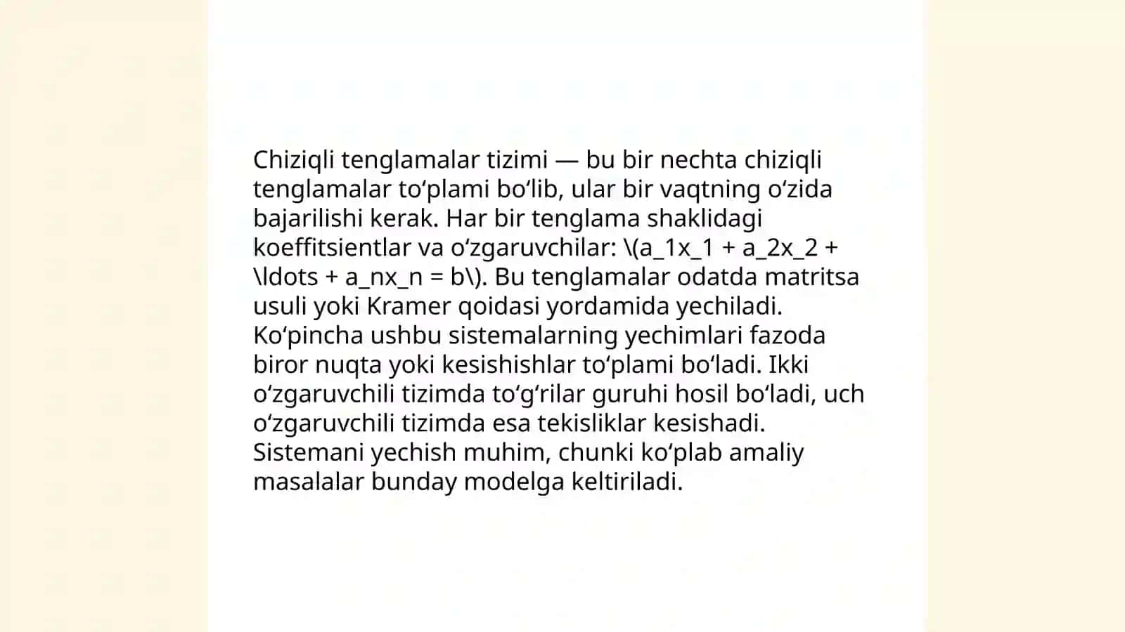 Chiziqli tenglamalar 4
