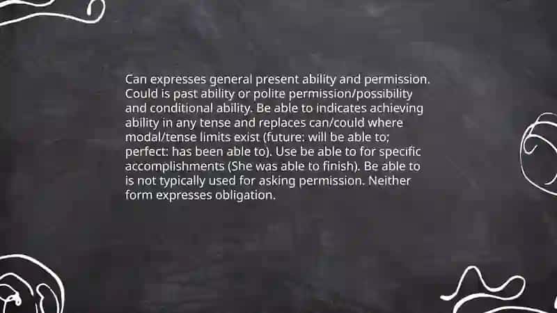 Modal verb: ability, permission, obligation 4