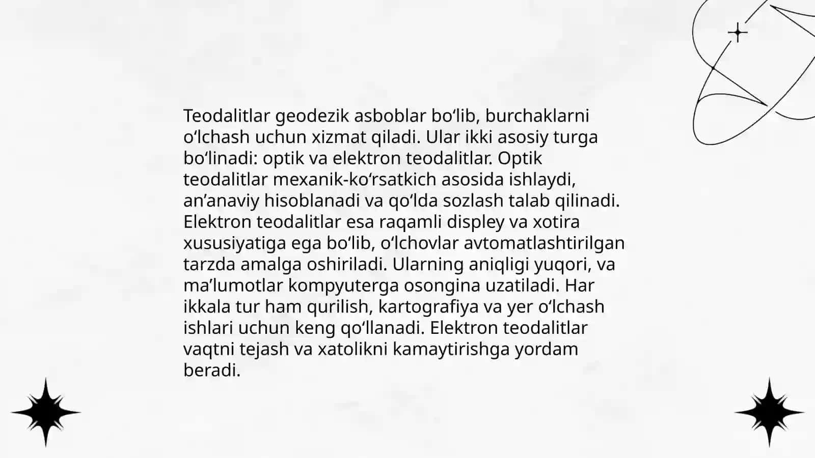 Teodalit s'yomkasining plan an'anaviy va dasturiy 4