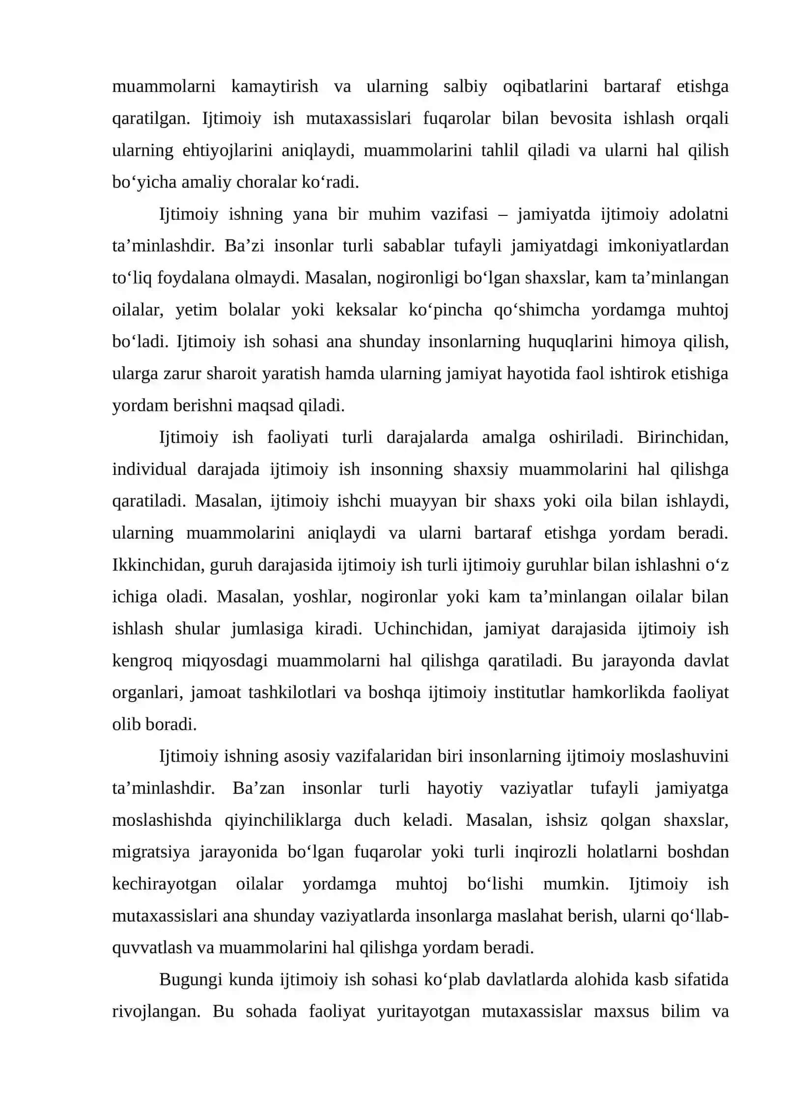 Ijtimoiy ishining kasbiy faoliyat sifatida rivojlanish bosqichlari 4