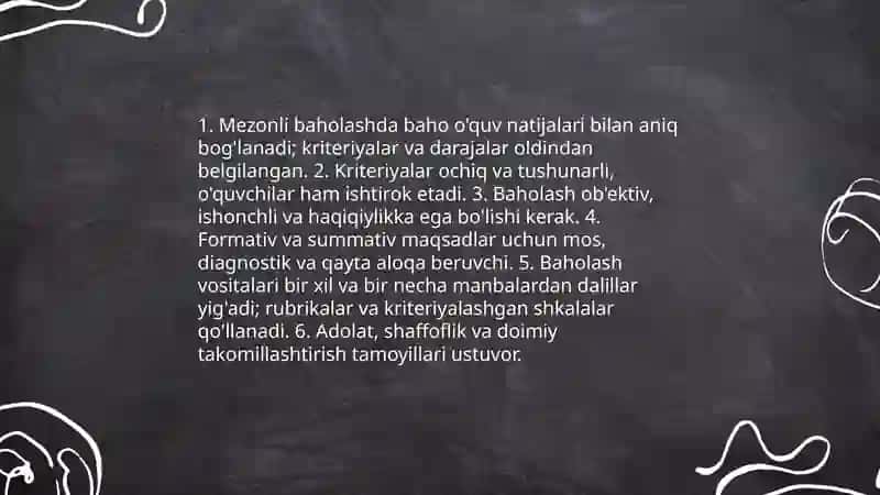 Óquvchilarni baholash mezonlari 4