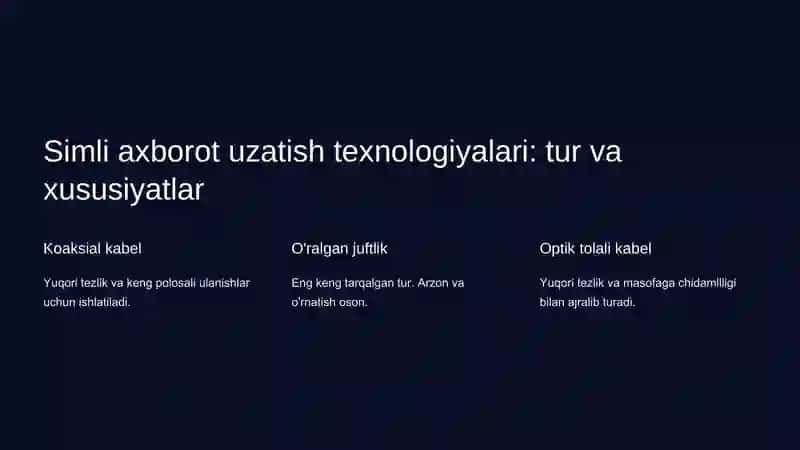 Axborot uzatish muhitini o'rganish: simli va simsiz tarmoq 4