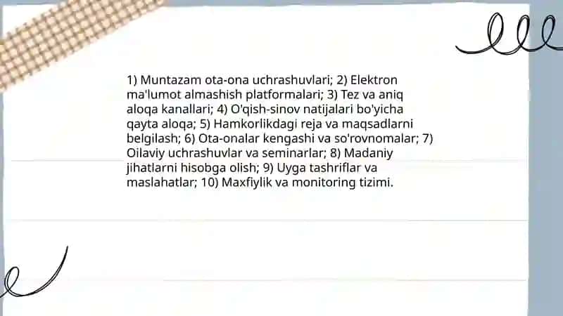 Oila va jamoalar bilan hamkorlik 4