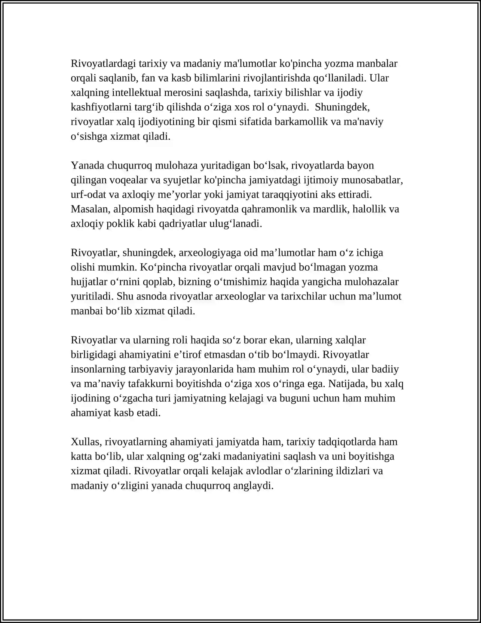 RIVOYAT VA NAQLLAR 4