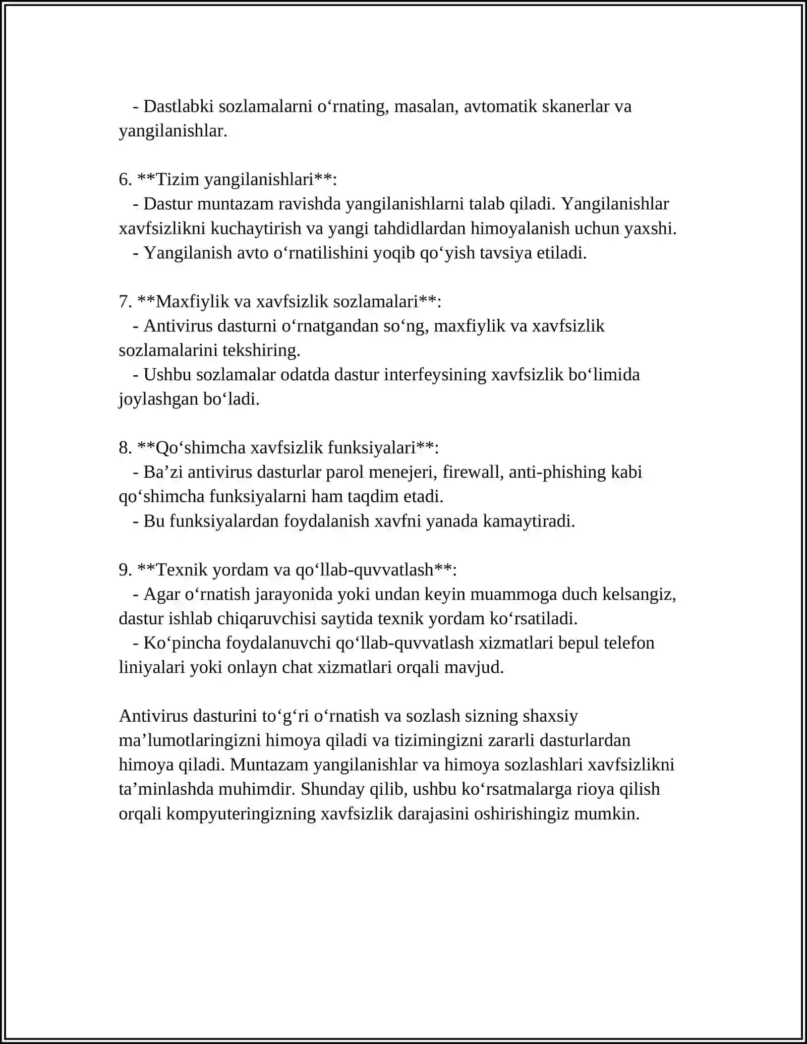 ANTIVIRUS DASTURIDAN FOYDALANISH QOIDALARI 4