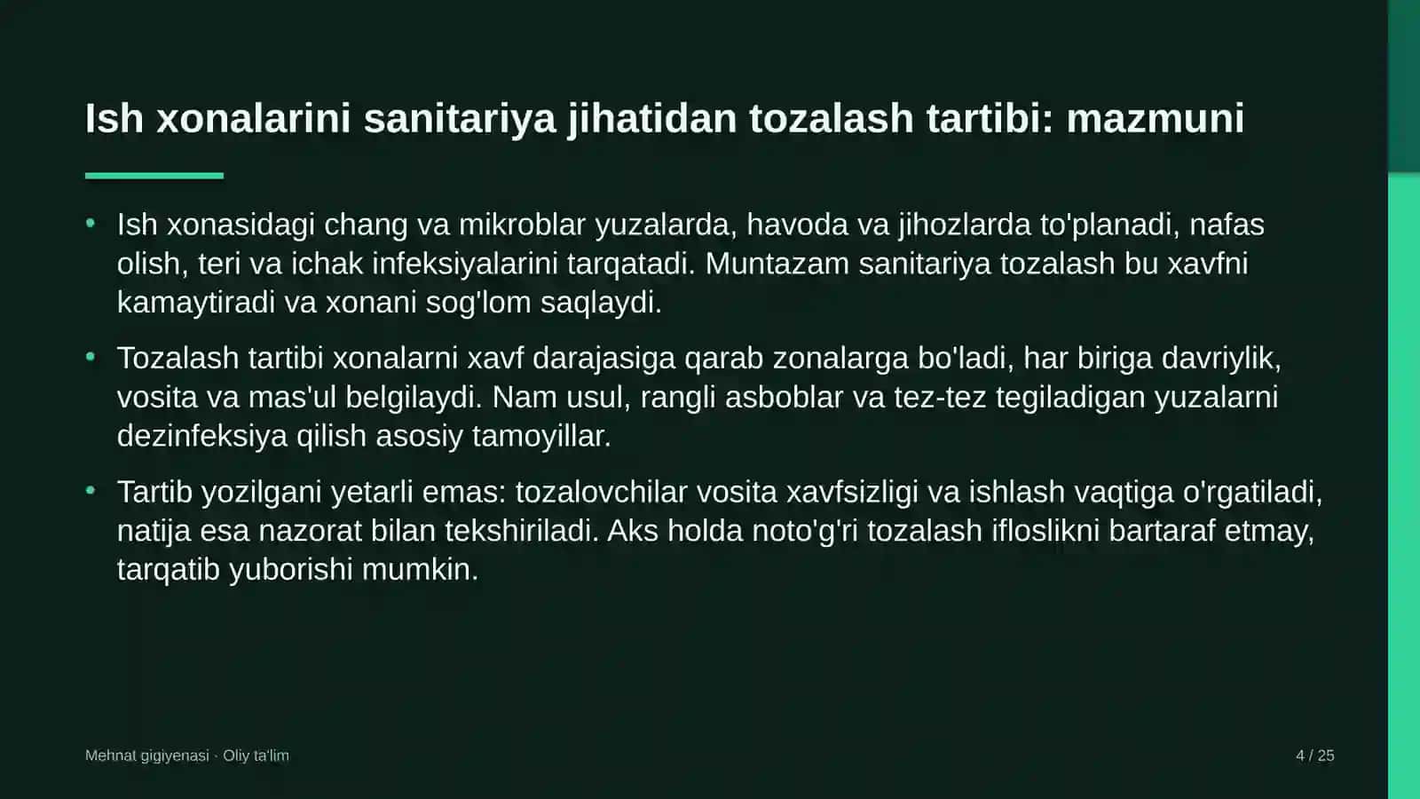 MEHNAT GIGIYENASI · OLIY TA'LIM 4