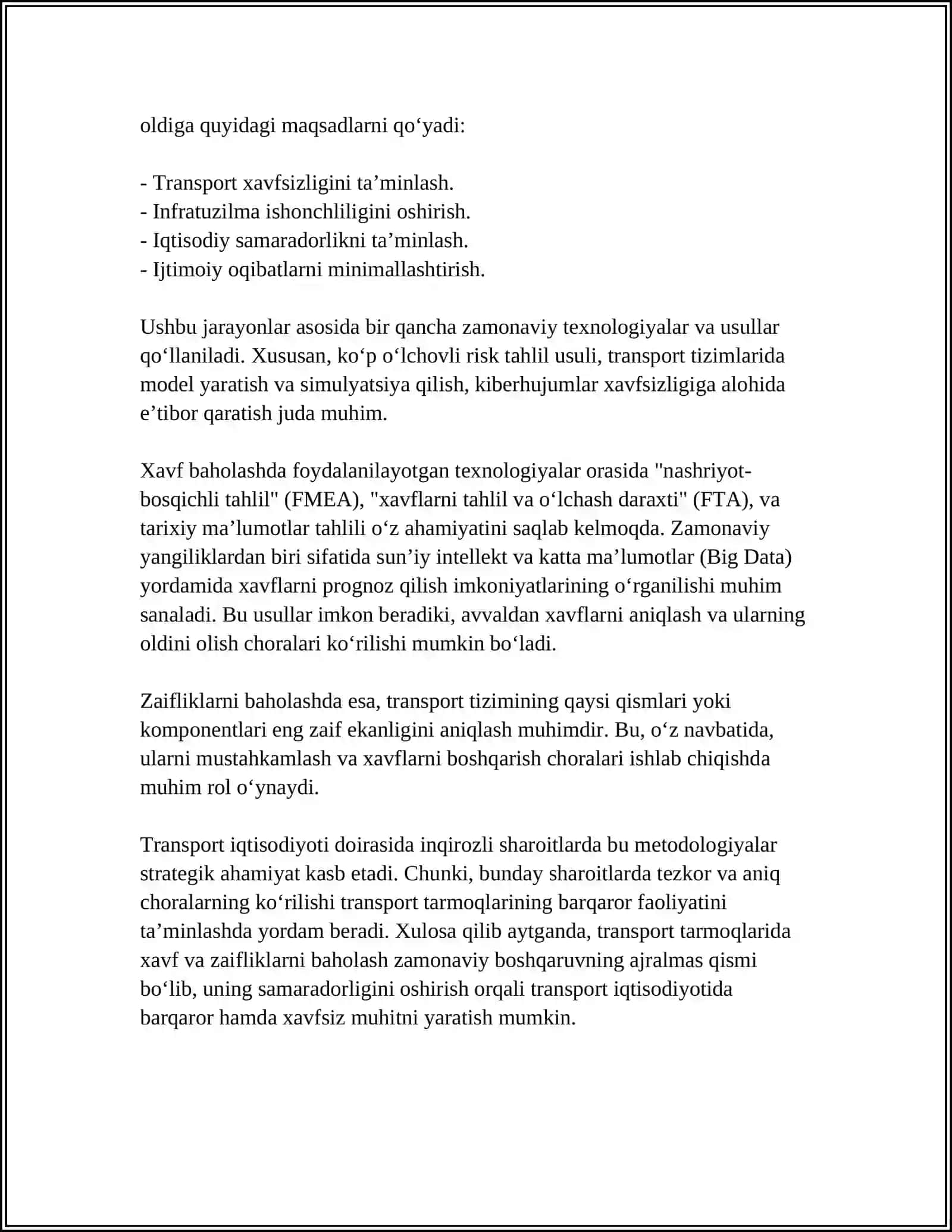 TRANSPORT IQTISODIYOTI SOHASIDA INQIROZGA QARSHI BOSHQARUV 4