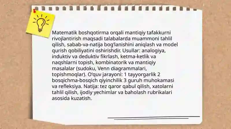 Matematik boshqotirma bilan ishlash 4