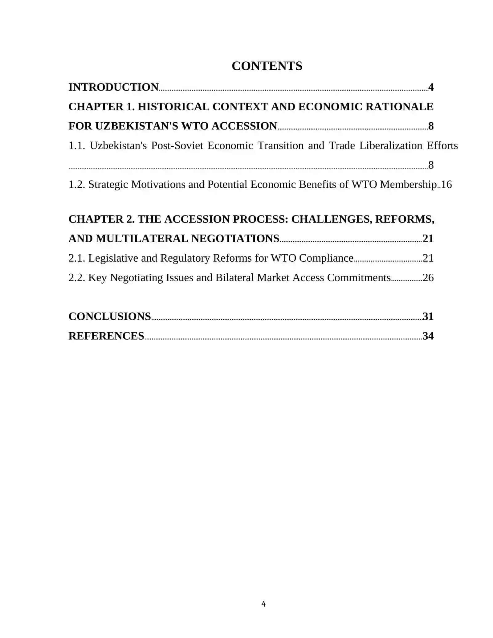 UZBEKISTAN AND THE WORLD TRADE ORGANIZATION (WTO) 4