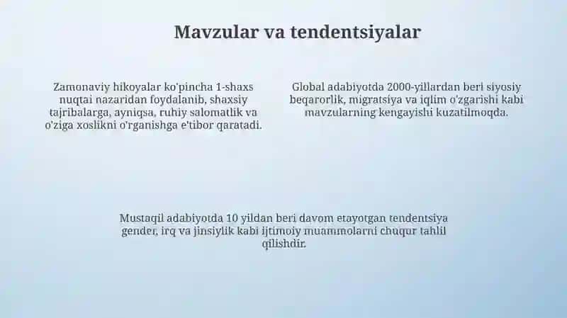 Zamonaviy hikoyalar 4