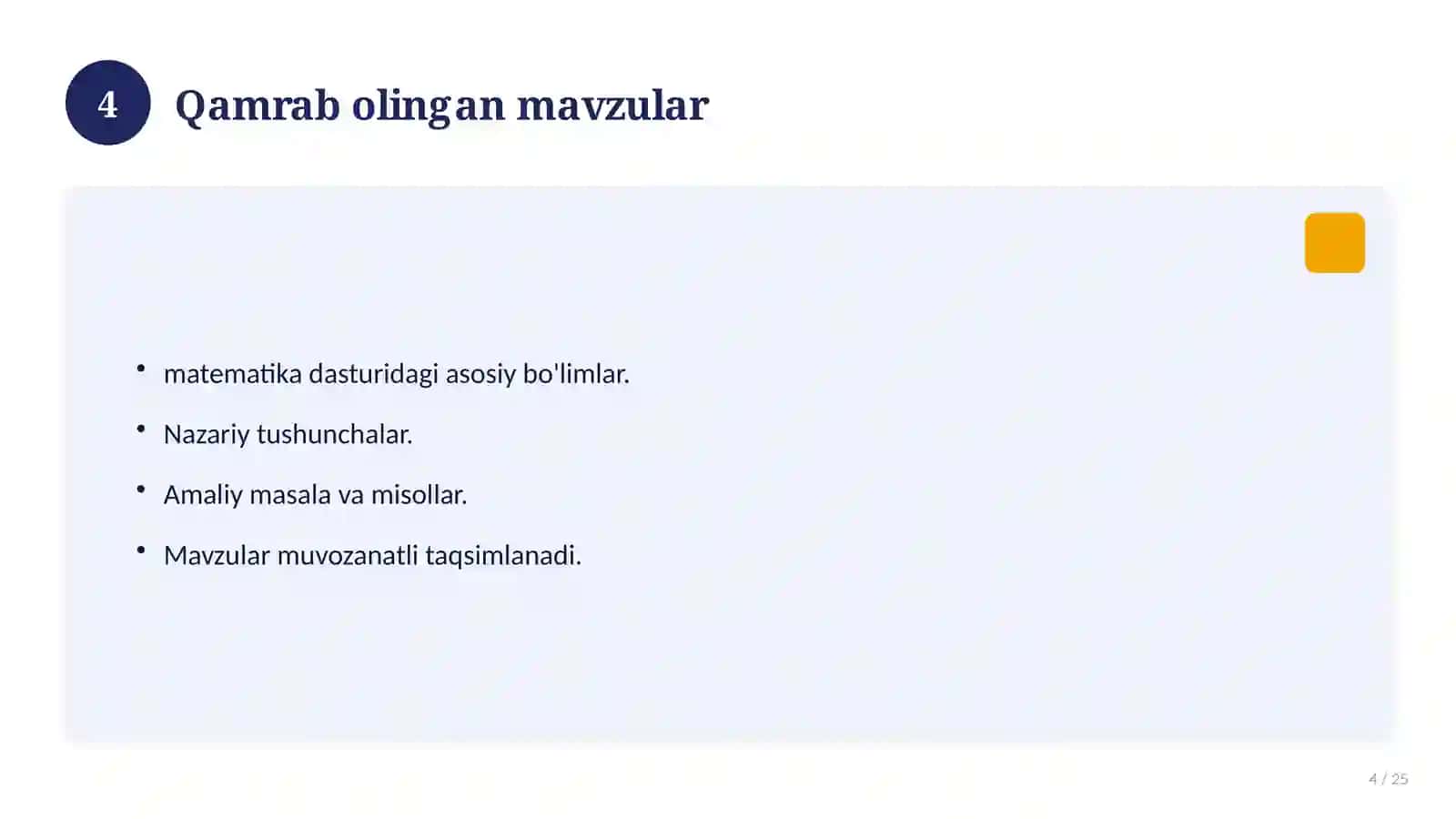 1-sinf Matematika Nazorat ishi 4