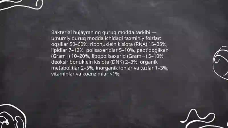 Bakterial hujayraning kimyoviy tarkibi 4