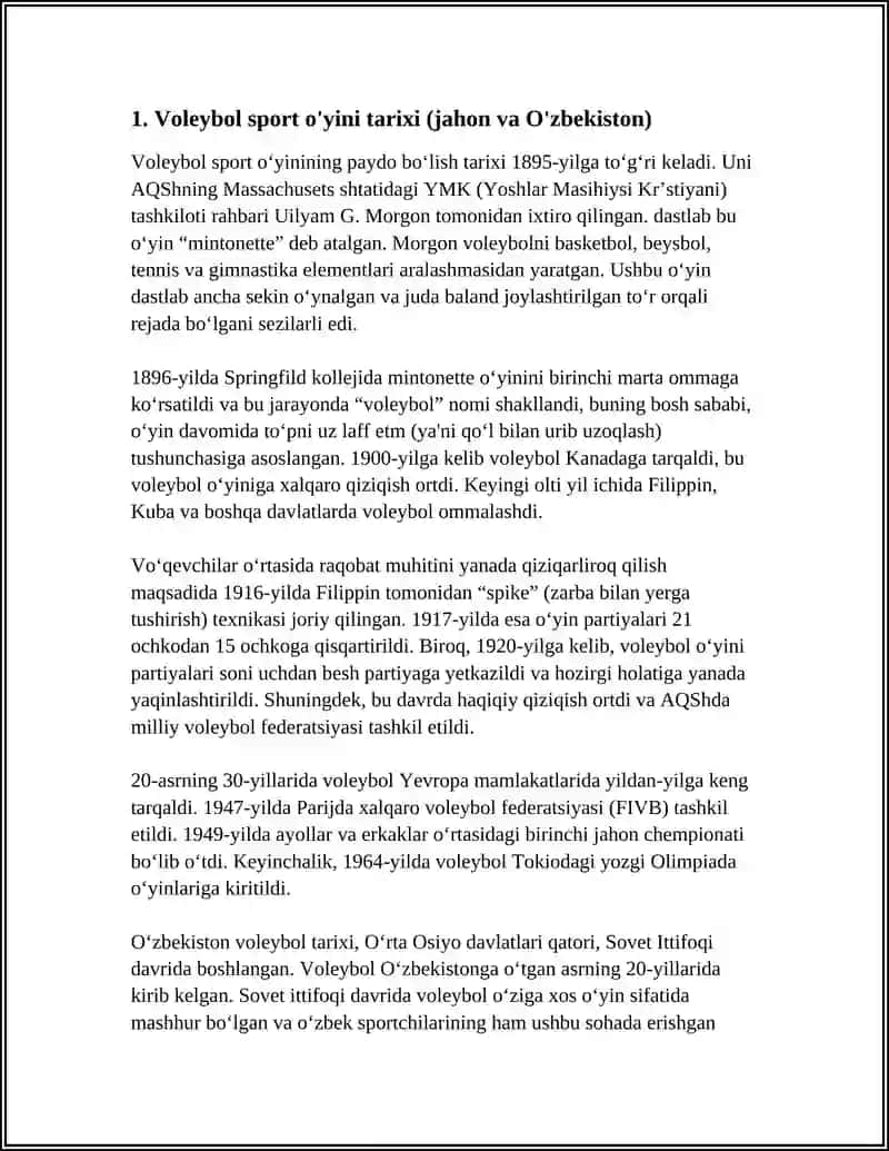 VOLLEYBOLL SPORT O'YINI HAQIDA 4