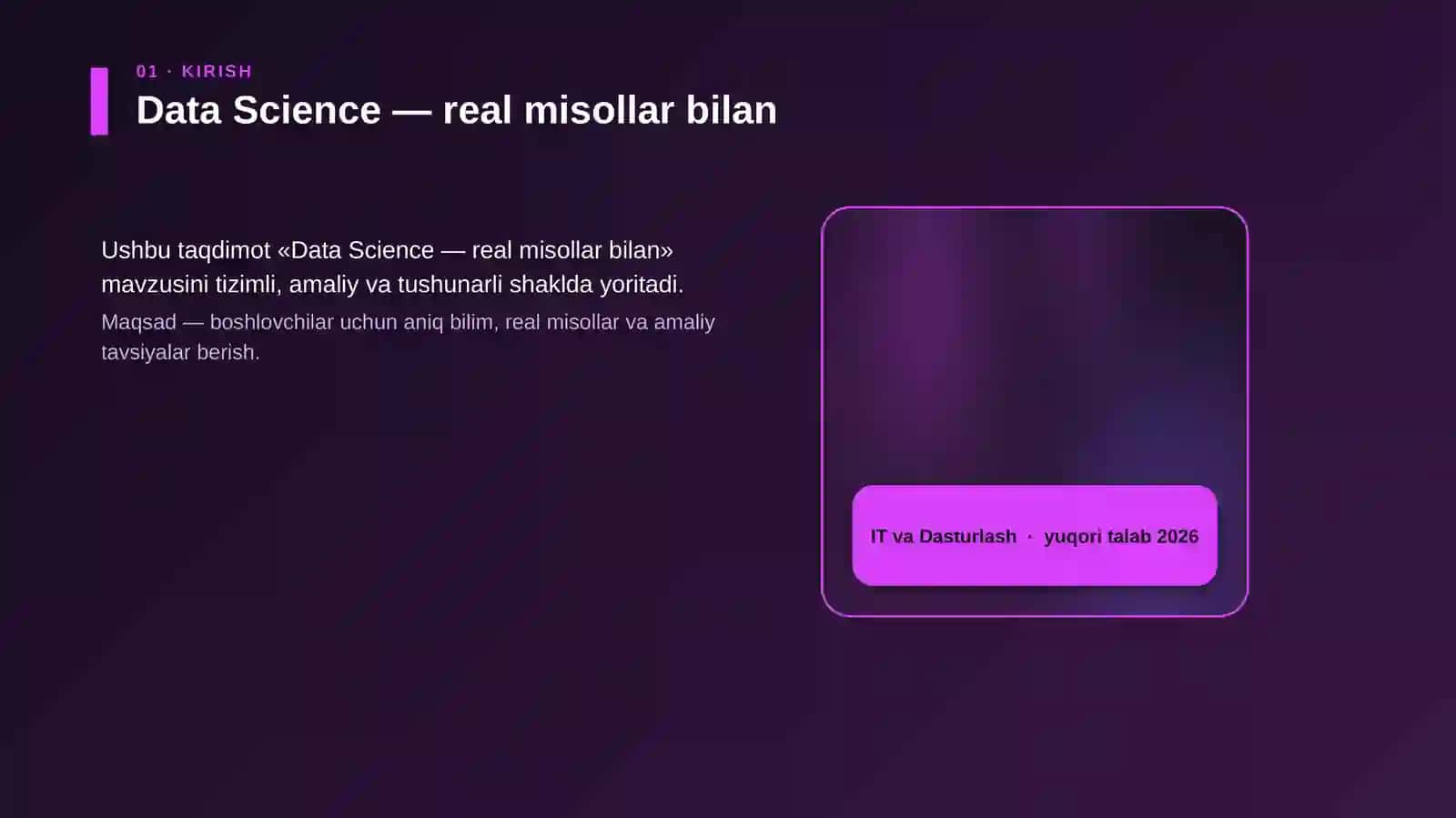 Data Science — real misollar bilan 4