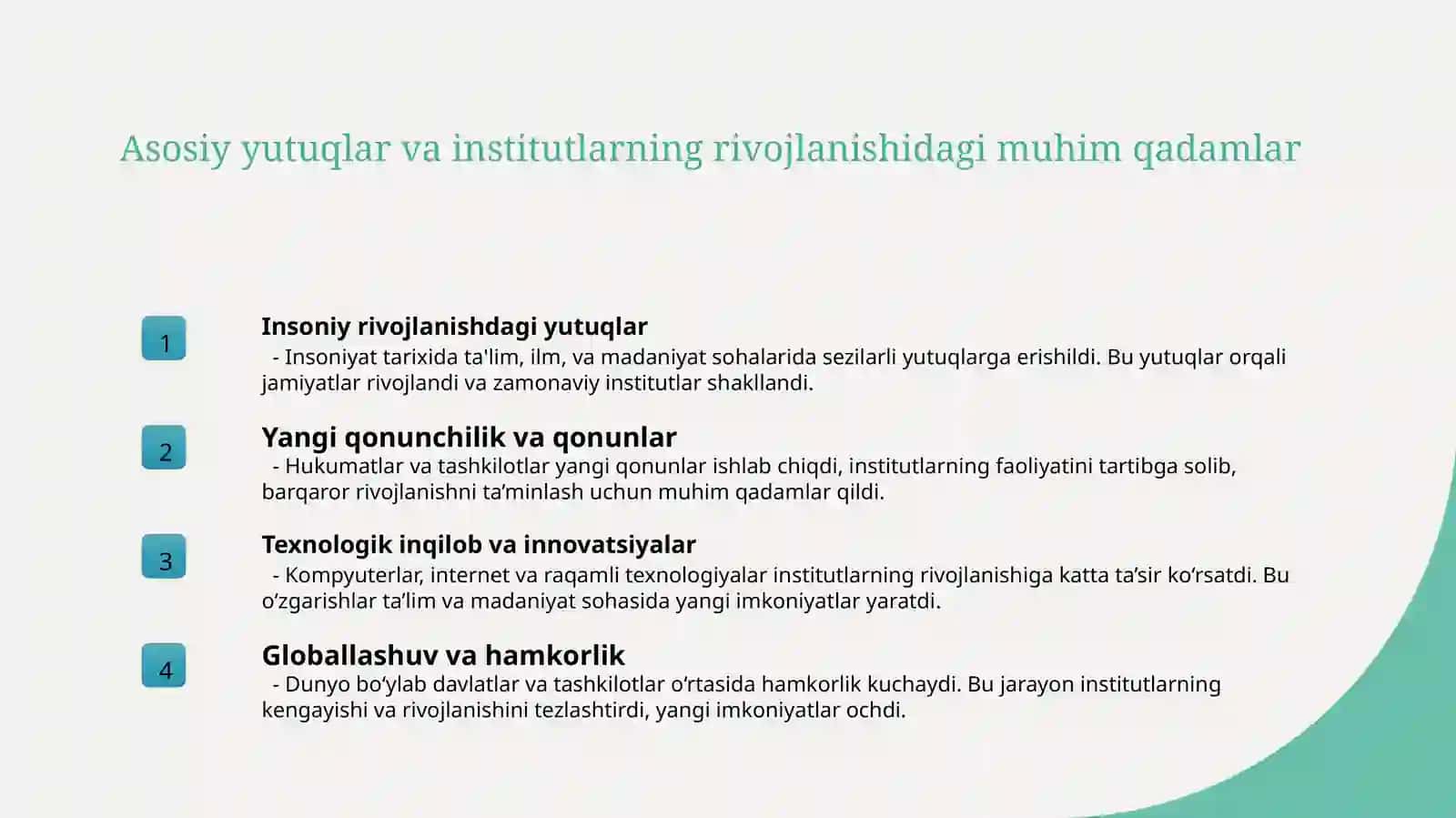 Institutlar rivojlanishining oziga hos hususiyatlari 4