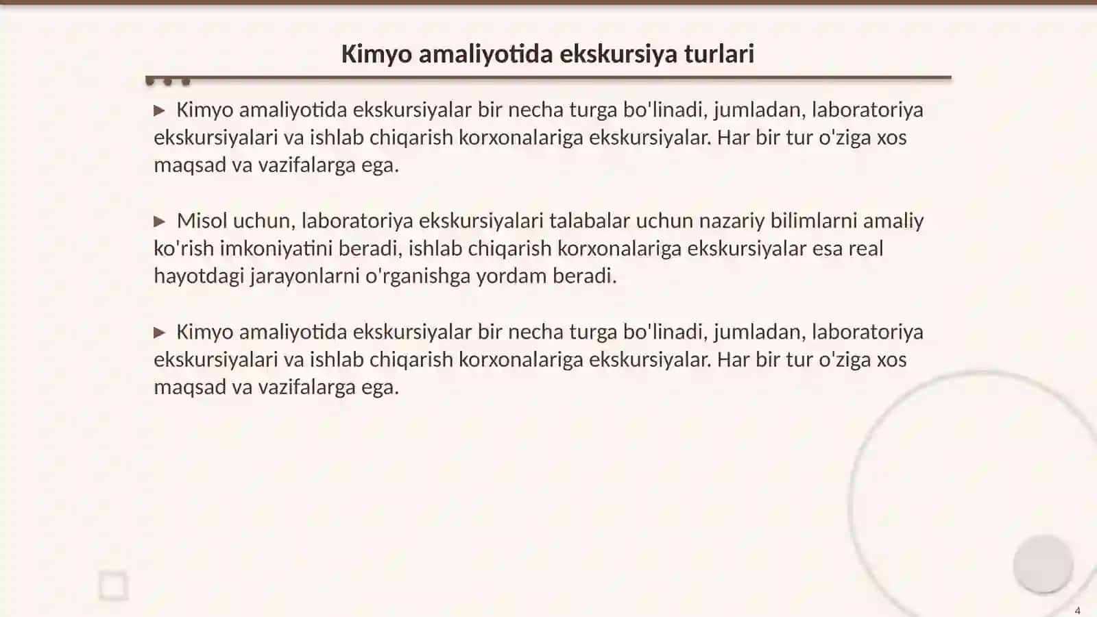 Kimyo amaliyotida ekskursiyalaridan foydalanish 4