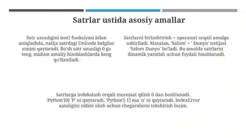 Satrlar bilan ishlash 4