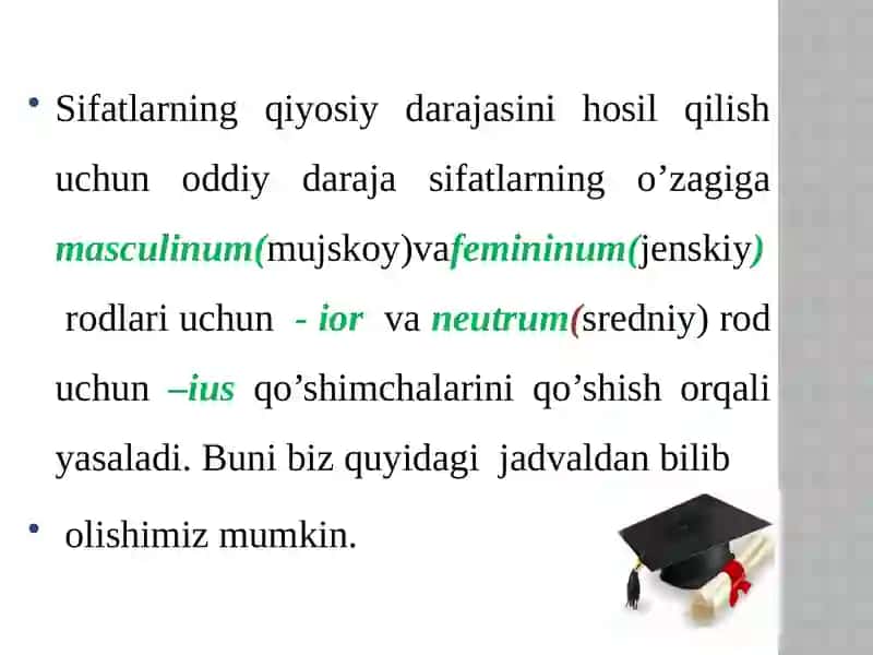 SIFAT DARAJALARI.QIYOSIY DARAJA 4