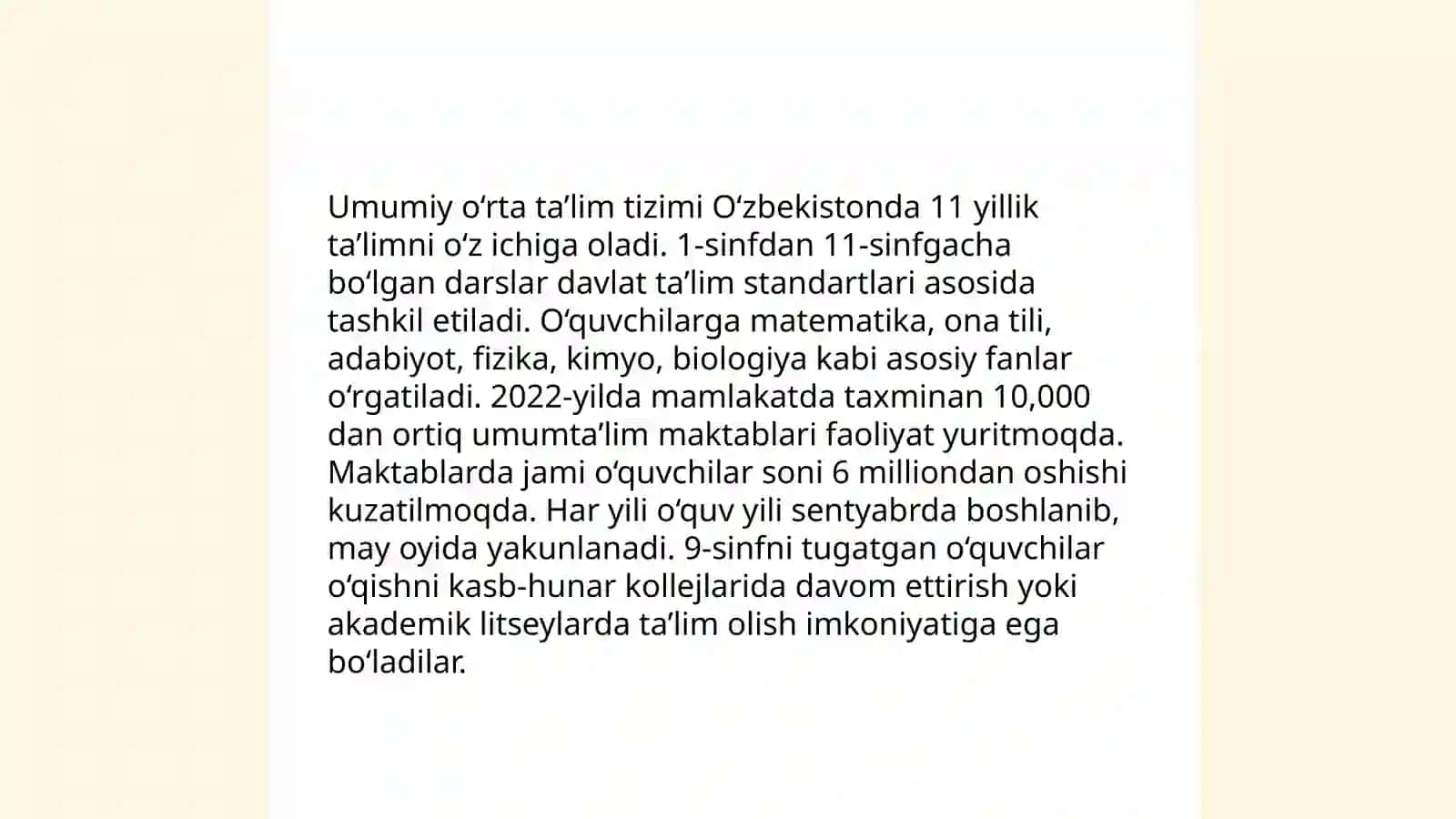 Oʻzbekiston Respublikasi ta'lim tizimi 4